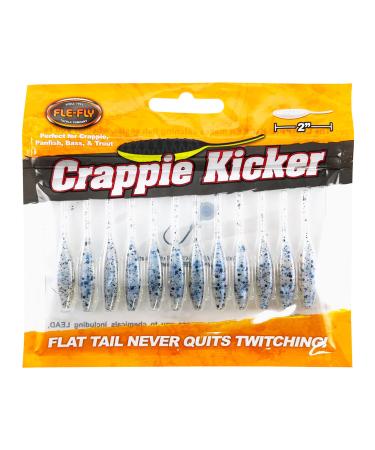 FLE-FLY Crappie Kickers Soft Plastic Baits with Thin Vibrating Tail 2 Inch Monkey Milk