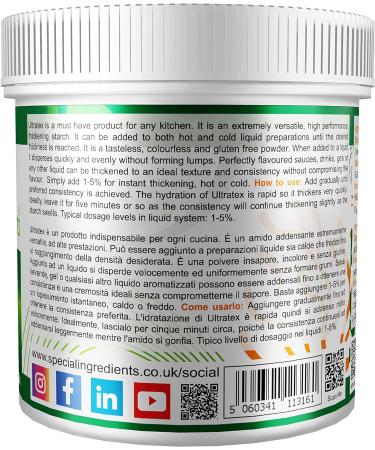 Special Ingredients Ultratex 1kg: Gluten-Free Instant Thickening Starch for Hot & Cold Use | Multi-Functional & Highly Dispersible | Recyclable Container | 1 kg (Pack of 1) - Buy Online on GoSupps.com