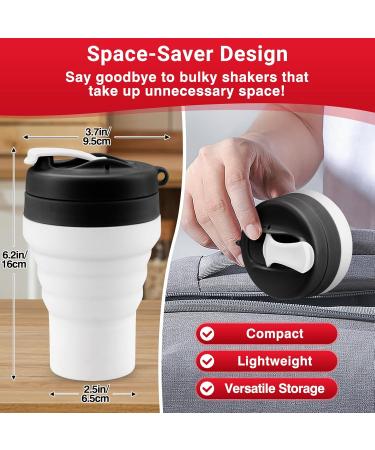 Tilcore Collapsible Protein Shaker & Water Bottle - 600ml / 20oz | Leak-Proof Food-Grade Silicone Reusable Black - Buy Online on GoSupps.com