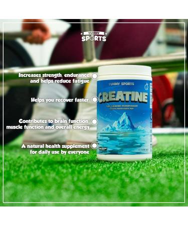 Yummy Sports Pure Creatine Monohydrate - 5g Creatine Powder per Serving - Muscle Gain Endurance Strength Energy Boost Pre Workout Supplement - Creatine Monohydrate 500g - Buy Online on GoSupps.com