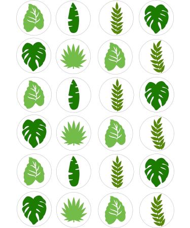 24 edible PRE CUT Jungle rainforest leaves kids childrens party decorations Wafer Paper Cupcake Topper Cake - Buy Online on GoSupps.com
