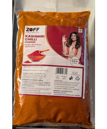 Zoff Kashmiri Chilli Powder (Deggi Mirch Low Heat) Ground Indian Spice 5 Lb All Natural | No Preservatives | Vegan | Kosher (5 Lb)