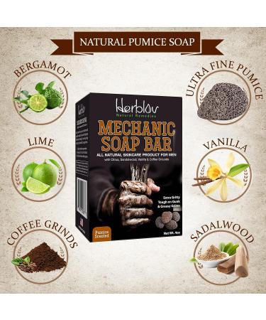 Men's Natural Mechanic Soap | 4oz Exfoliating Bar for Hands & Body | Tough on Grime with Citrus, Sandalwood, Vanilla & Coffee Grounds | Handcrafted Quality Soap for Him - Buy Online on GoSupps.com