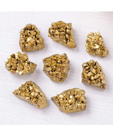 Crystal Geode | Stone Electroplated Golden Crystal Mineral Specimen Natural Gemstone Ornament for Collection Meditation Home Decor Crafts - Buy Online on GoSupps.com