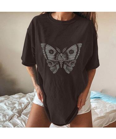 Vintage Graphic Tee Shirt for Women 2023 | Oversized Short Sleeve Summer Top | Y2k Trendy Casual Blouse | Dark Gray X-Large - Buy Online on GoSupps.com