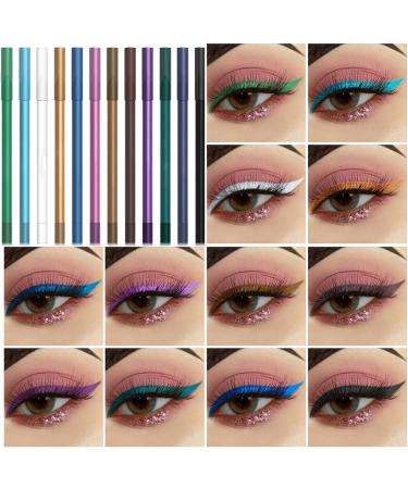 Eye Liner Pencils | Liquid Eye Pencil with 12 Colors Easy Removal Eye Makeup Supplies Long Lasting for Music Festival Performance Daily - Buy Online on GoSupps.com