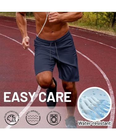 MIER Men's 7 Inch Workout Running Shorts - Lightweight Athletic Shorts with Zipper Pockets - Quick-Dry Gym Active Shorts in Navy (Small) - Buy Online on GoSupps.com