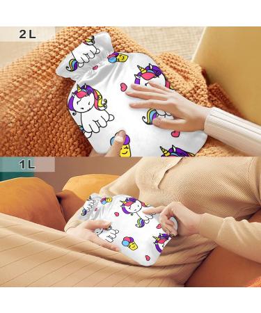 Unicorns Hot Water Bottle with Cover - 1L BPA Free | Small Pain Relief Bag for Back Pain & Hot/Cold Therapy - Buy Online on GoSupps.com