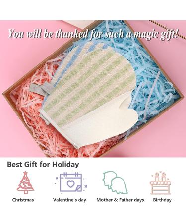 Aimisin Linen Bath Gloves Set for Deep Cleaning and Body Massage | Double Sided Shower Scrubber Mitts for Spa Experience - Buy Online on GoSupps.com