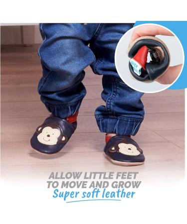 Baby Walking Shoes 6-12 Months | Soft Sole Leather Toddler Shoes for Baby Boy & Girl - Monkey Design - Buy Online on GoSupps.com
