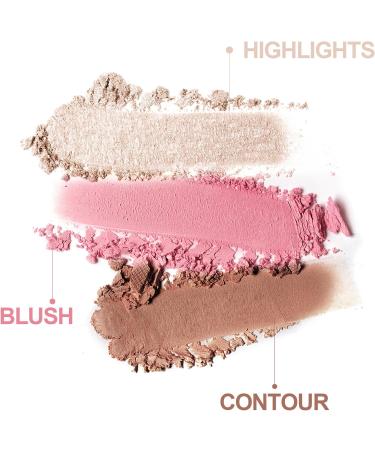 RoseFlower 3-in-1 Makeup Palette | Highlighting, Blush, Contour | Portable Concealer Set | Ultra-Fine Powder for All Skin Types | Perfect Gift for Girls & Women - Buy Online on GoSupps.com