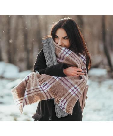 HomeWit 2L Hot Water Bottle with Knitting Covers & Funnel | Long Neck Heat Bottle - Dark Gray - Ideal for Pain Relief & Cozy Warmth - Buy Online on GoSupps.com