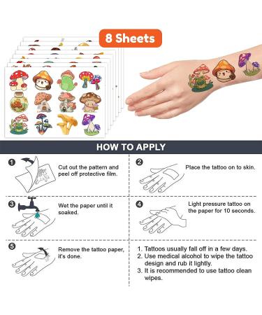 Mushroom Temporary Tattoos Sticker for Kids - 96Pcs Birthday Party Decorations & Gifts - Buy Online on GoSupps.com