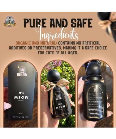 The Knittens Meow No5 Catnip Spray for Indoor Cats - Liquid Catnip Spray Bottle for Feline Fun & Comfort - Essential Oil Catnip Better for Sensory Stimulation & Environment - Black Bottle - 350g - Buy Online on GoSupps.com