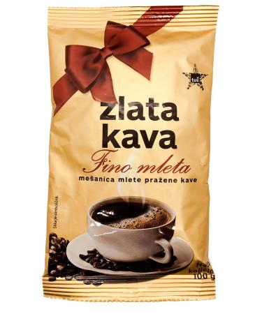 Zlata Kava ZLATA KAVA Premium Ground Coffee Powder - Finely ground Arabica and Robusta coffee - Strong aroma and rich flavor - Perfect gift box for ground coffee - Pack of 10 (100g x 10)