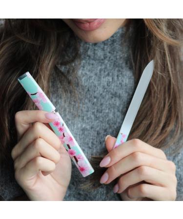 Malva Belle Crystal Glass Nail File - Professional Salon Manicure/Pedicure Tool for Natural Nails - Cherry Blossom Print (3mm) - Buy Online on GoSupps.com
