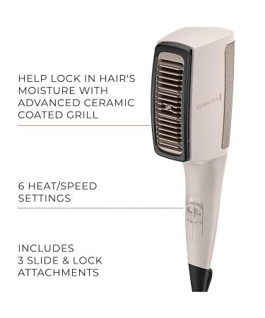 REMINGTON Shea Soft Hair Dryer for Women | Smooth & Silky Hair | Diffuser & Hot Comb | 6 Speed/Heat Settings - Ivory - Buy Online on GoSupps.com
