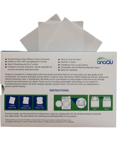 Anaqu Laundry Detergent Sheets | Natural Hypoallergenic & Travel-Friendly | Super Fresh Scent - 78 Sheets - Buy Online on GoSupps.com
