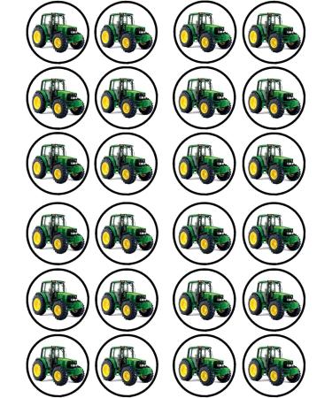 24 Green Tractor Edible Cake Topper Farm Party Decorations Tractor Birthday Decorations Farmer Cupcake Toppers Farm Cake Decorations Tractor Gifts For Men Tractor Party Digger Cake Topper - Buy Online on GoSupps.com