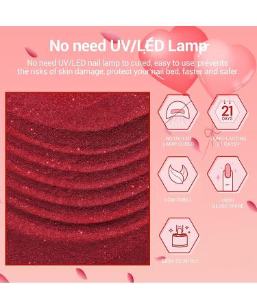 Modelones 12Pcs Dip Powder Nail Kit Valentine's Day Set - Red White Glitters Dipping Powder System with Base & Top Coat Activator - French Nail Art Manicure Tools - Buy Online on GoSupps.com