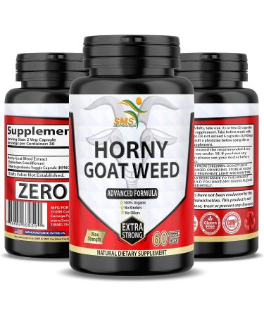Premium Organic Horny Goat Weed Extract 1000mg | Non GMO Epimedium Grandiflorum | 60 Veggie Capsules - SMSHEALTHPRODUCTS.com - Buy Online on GoSupps.com
