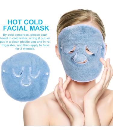 TOYANDONA Serviette Masque Visage en Polaire Corail Bleue Serviette Chaude Absorbante et Hydratante Visage Trois Trous et Bande R glable Amovible Domicile et Spa - Buy Online on GoSupps.com