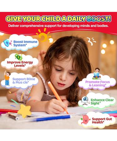 Organic Kids Multivitamin Gummies: Sugar Free Multi Vitamin Gummy with Vitamins D3 Iron Omega Probiotic Elderberry Calcium Zinc Dha - Immune Focus Health Support for Teen Boys Girls(60Count) Peach 60 Count (Pack of 1) - Buy Online on GoSupps.com
