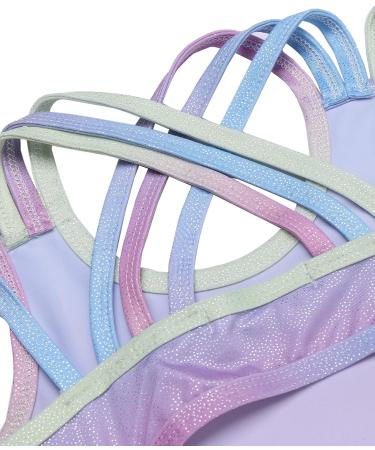 Zaclotre Girls Gymnastics Leotard with Criss Cross Straps, Shiny Ballet Dress | Hollow Back Skirted Ballerina Costume - Rainbow Gradient | 8-9 Years - Buy Online on GoSupps.com