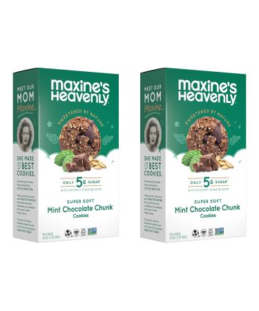 Maxine's Heavenly Mint Chocolate Chunk Cookies | Healthy Vegan, Gluten Free Mint Chocolate Cookies Sweetened with Coconut Sugar and Dates | Low Sugar, Dairy Free | 7.2 Ounces Each (2 pack) Mint Chocolate Chunk 1 Count (Pack of 2)