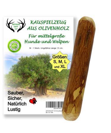 Artisan Gift Co Olive Wood Time Time for Dogs 100% Natural (M-15 cm) 1 piece m 1 ST.Recommended for dogs between 11 and 25 kg.