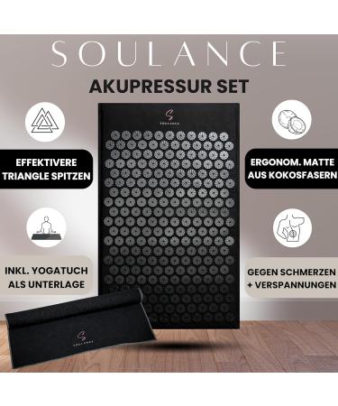 Soulance Acupressure Mat & Pillow 5-in-1 Premium Set | Coconut Fiber Massage Mat for Neck & Back Pain Relief | Includes Yoga Cloth & Carrying Bag - International Shipping Available - Buy Online on GoSupps.com