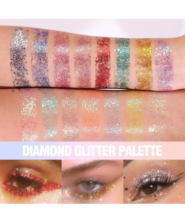 Glitter Eye Shadow Palette | 15 Colors Shimmer Glitter Kit - Bright Creme Metal Sparkle Travel Eyeshadow Pallet for Women Girls Aezon - Buy Online on GoSupps.com