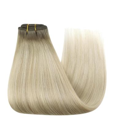 Youngsee 40cm Clip-In Ombre Hair Extensions | Real Remy Hair | Dark Ash Blond & Platinum Blonde | 120g 7PCs - Buy Online on GoSupps.com