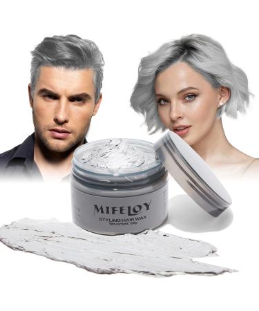 Temporary Silver Gray Hair Spray Color Wax 4.23 oz  Instant Natural Hairstyle Cream Dye  Disposable Coloring Mud for Men Women Youth  Grey Styling Pomades  Party Cosplay DIY Halloween