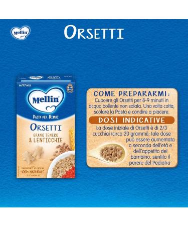 Italian Gourmet E.R. Set of 6 Mellin La Pasta 100% Natural Orsetti with Soft Wheat and Lentils 280g + Italian Gourmet Pulp 400g - Buy Online on GoSupps.com