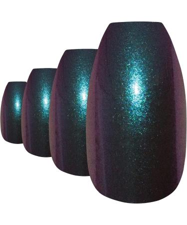 Bling Art Ballerina False Nails Fake Coffin Chameleon Green Purple Long Tips - Buy Online on GoSupps.com