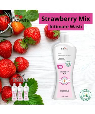 HOT FLOWERS Strawberry Mix Feminine Wash - pH Balanced for Women's Intimate Care - Gynecologist Tested - 4.4 oz - Buy Online on GoSupps.com