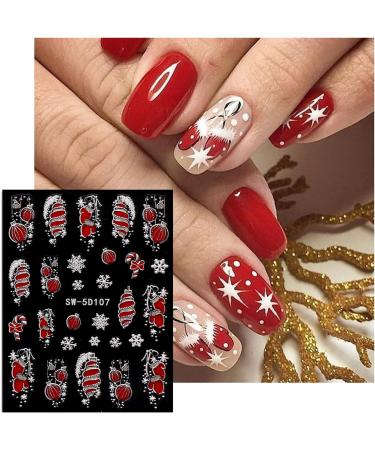 JMEOWIO 3D Embossed Christmas Nail Art Stickers Decals Self-Adhesive 5D White Snowflake Winter Holiday Nail Supplies Nail Art Design Decoration Accessories 4 Sheets - Buy Online on GoSupps.com