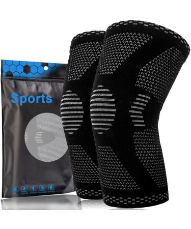 Kniebandage set 2 pack knee supports for women and men non-slip-resistant relieves running walking hiking jogging weightlifting basketball football XL