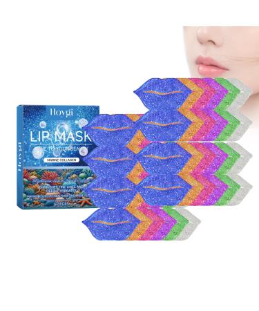 Collagen Lip Mask Pink Moisturizing Lip Patch Natural Collagen Lip Mask Overnight Anti-Aging And Anti-Chapped Reduce Lip Lines Under Lip Patches - Upgrade Lip Gel Pads (8pcs Blue) 8pcs Blue