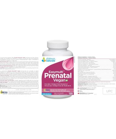 Platinum Naturals - Prenatal Easymulti Vegan 120 Liquid Capsules - Omega 3 Prenatal Vitamins with Folic Acid - Vegan Prenatal Vitamins for Women with Iron and Folate - Prenatal Multivitamin for Women 120 count (Pack of 1) - Buy Online on GoSupps.com