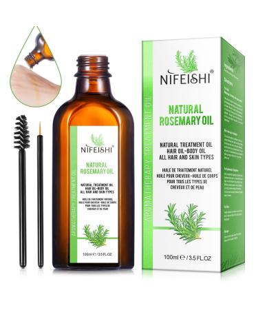 Organic Rosemary Oil for Hair Growth and Skin  Pure Natural Rosemary Essential Oil for Hair Growth & Nourishing Treatment  Scalp Care  Promotes Fuller  Thicker & Healthier Hair  Suitable for Women Men -100ml