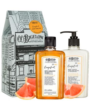 C.O. Bigelow Apothecary Duo Grapefruit Body Care Gift Box with Body Soap & Lotion Gift Set of Two - Moisturizing Lotion & Liquid Body Wash for Dry Skin - 10fl oz Each