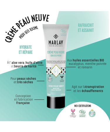Marlay Cosmetics New Skin Cream 100 ml - Dry & Damaged Foot Cream - Moisturizing & Antiperspirant - 99% Natural Origin - Prevents Calluses and Cuticles - Made in France - Buy Online on GoSupps.com