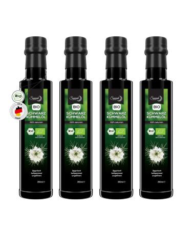 Sunnah Shop organic black cumin oil unfiltered cold -pressed 4x250ml |Black Seed Oil Organic |100% pure from Egyptian Nigella Sativa 250ml (4 Pack)