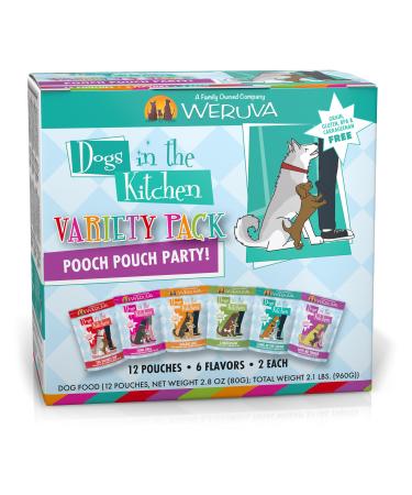 Weruva Dogs in the Kitchen Grain-Free Natural Wet Dog Food Pouches Pooch Pouch Party Variety Pack 2.8 Ounce (Pack of 12)