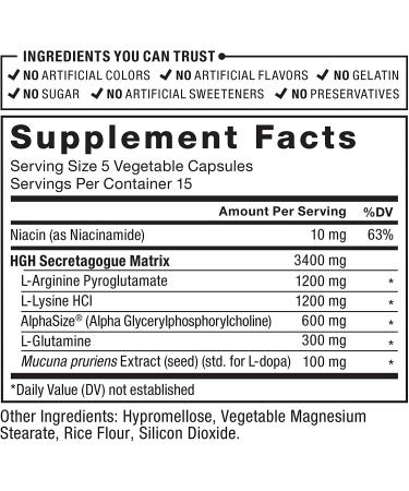 Force Factor HGH Supplement for Men with AlphaSize - 75 Capsules - Buy Online on GoSupps.com