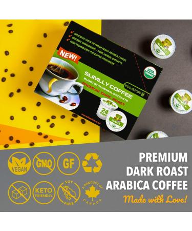 SOLLO Infused Organic Dark Roast Slimlly Low Acid Coffee Single Serve Pods Compatible With 2.0 K-Cup Keurig Brewers 24 K-cup - Buy Online on GoSupps.com
