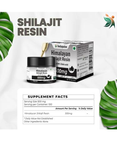 Vedapulse Himalayan Shilajit/Shilajeet Resin - 500mg | 80% Fulvic Acid | Pure & Natural | Potent Ayurvedic Supplement for Energy Stamina & Vitality - Buy Online on GoSupps.com