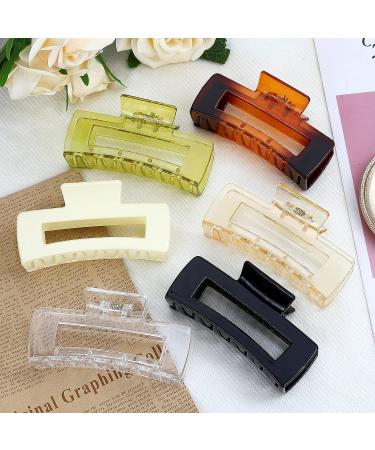 6 Pack 4.1 Inch Hair Claw Clips for Thick Hair - Non-Slip Banana & Rectangular Jaw Clips for Women and Girls - 6 Count - Buy Online on GoSupps.com